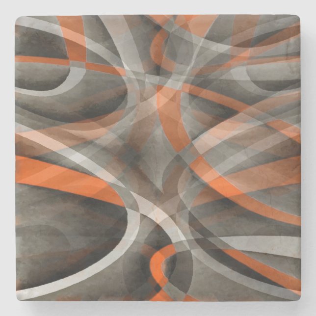 Arittio Vibes Burned Orange och Grått Layered Curv Stenunderlägg (Framsidan)