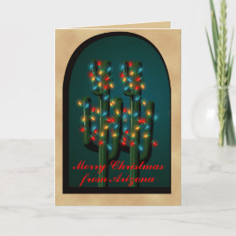 Arizona Adobe jul Cactus Träd Ljus Card Helgkort