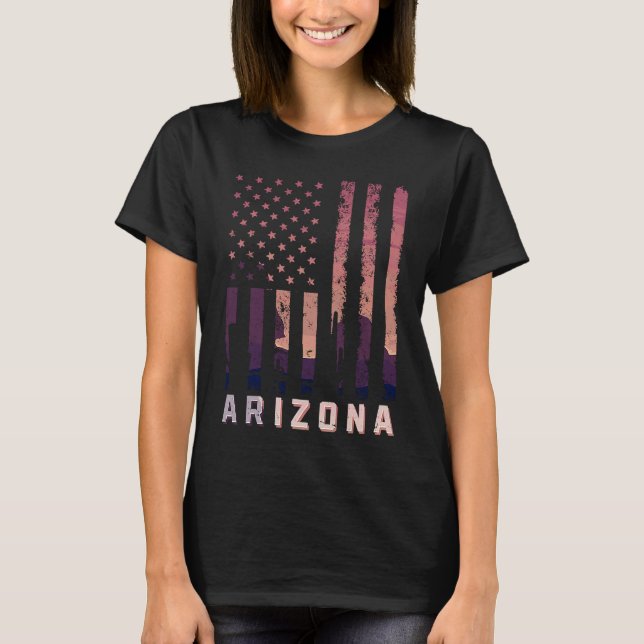 Arizona American Flag USA State Patriotic Arizonia T Shirt (Framsida)