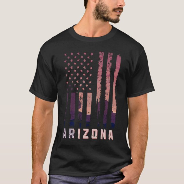 Arizona American Flagga USA: Patriotic Arizonia T Shirt (Framsida)