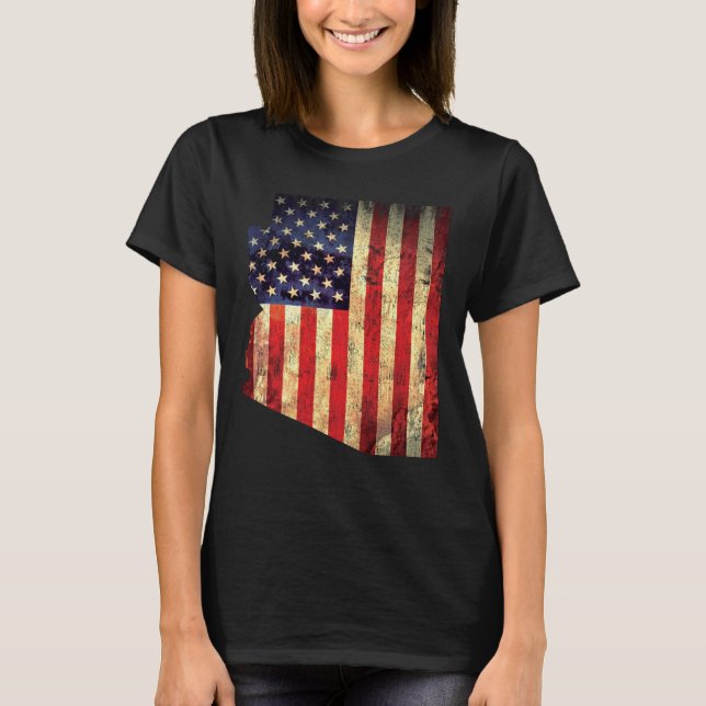 Arizona American Flagga Vintage Land T Shirt (Framsida)