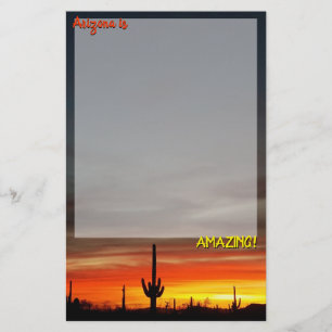 "Arizona är Fantastisk!" Sunset Sonoran Desert Cac Brevpapper