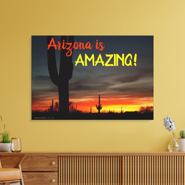 "Arizona är Fantastisk!" Sunset Sonoran Desert Cac Canvastryck (Insitu (Vardagsrum))