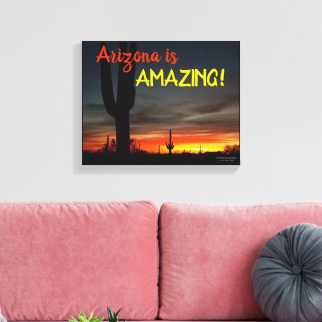 "Arizona är Fantastisk!" Sunset Sonoran Desert Cac Canvastryck (Insitu (Vardagsrum))