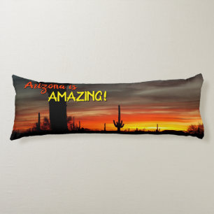 "Arizona är Fantastisk!" Sunset Sonoran Desert Cac Kroppskudde
