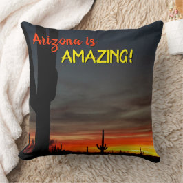 "Arizona är Fantastisk!" Sunset Sonoran Desert Cac Kudde