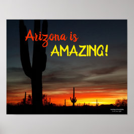 "Arizona är Fantastisk!" Sunset Sonoran Desert Cac Poster