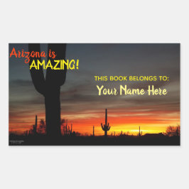 "Arizona är Fantastisk!" Sunset Sonoran Desert Cac Rektangulärt Klistermärke