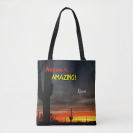 "Arizona är Fantastisk!" Sunset Sonoran Desert Cac Tygkasse