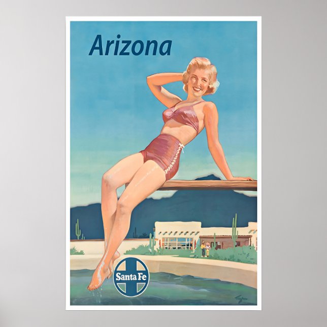 Arizona Art Santa Fe Resemålning Affisch Swimmingp (Framsidan)
