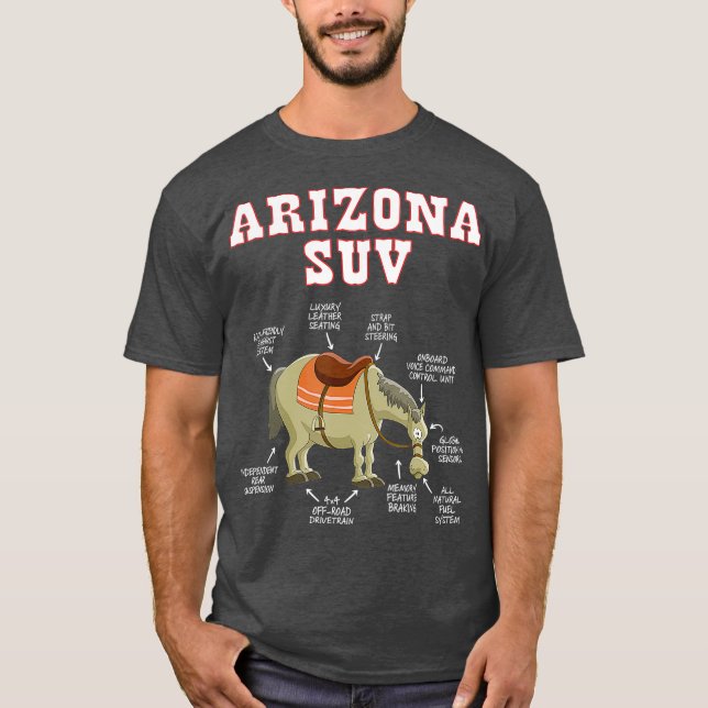 Arizona AZ SUV Funny Joke Horse Mule Souvenir T Shirt (Framsida)