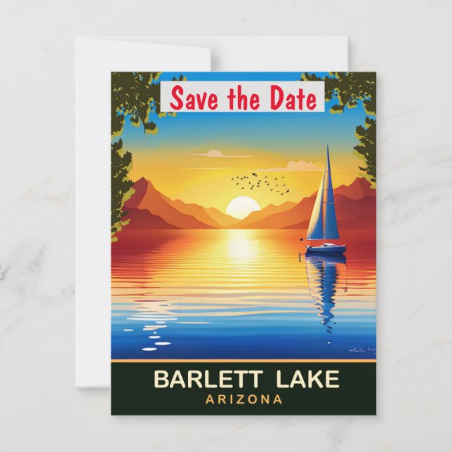 Arizona Bartlett Lake Guld Bröllopsinbjudan Spara Datumet (Framsida)