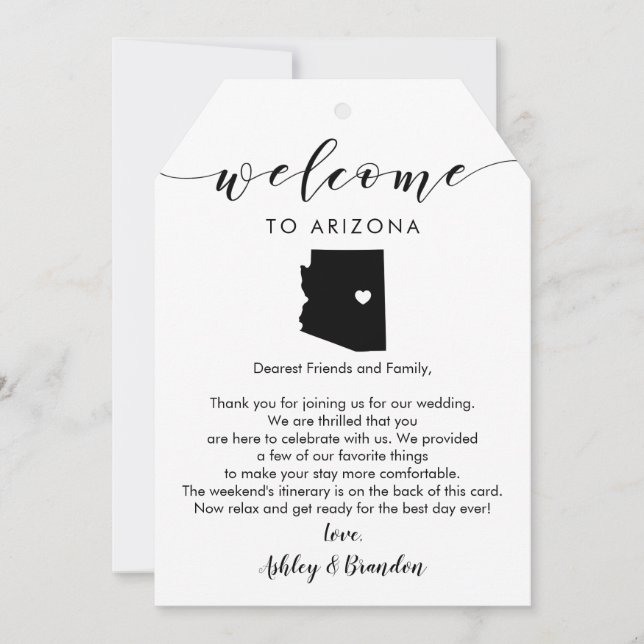 Arizona Bröllop Välkommen Märkre, Brev Itinerary (Framsida)