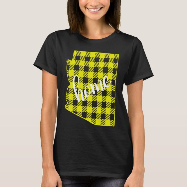 Arizona Buffalo Plaid Home State Country Yellow Pl T Shirt (Framsida)
