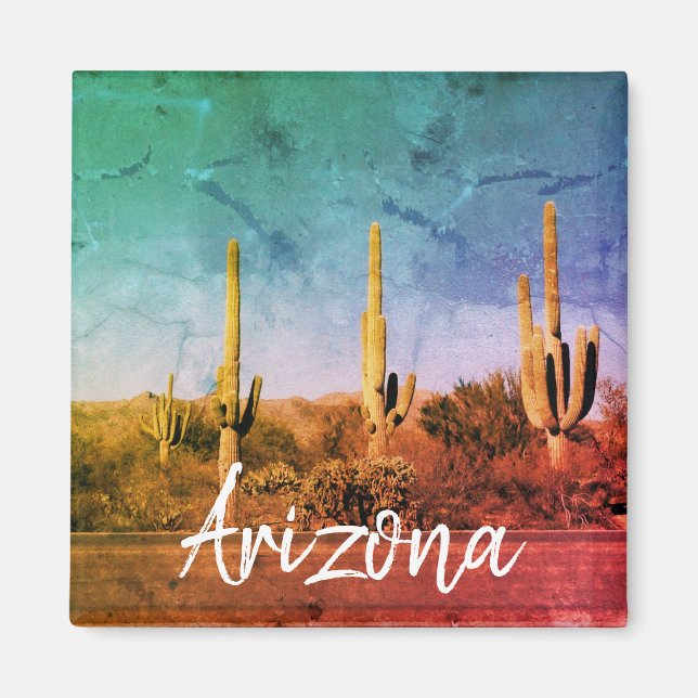 Arizona Cactus Desert Photo Magnet (Framsidan)