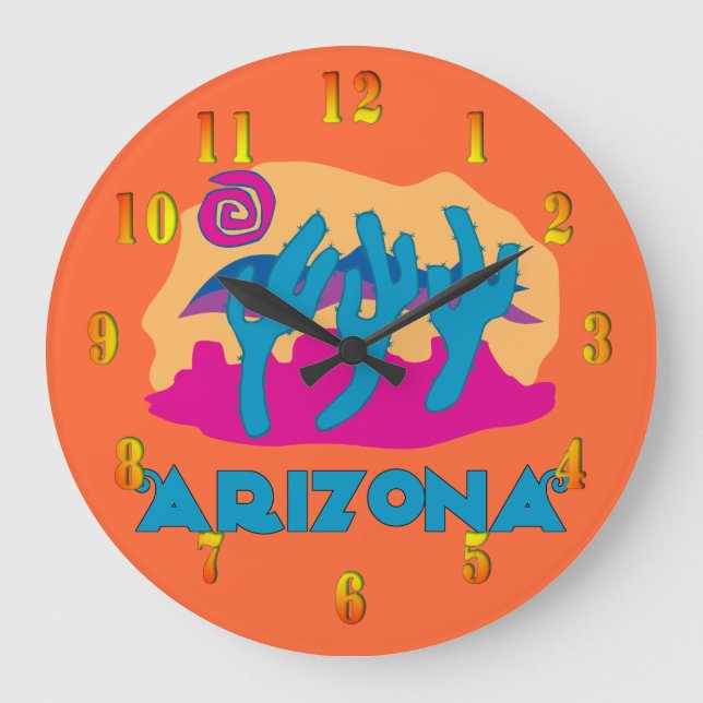 Arizona Cactus Wall Clock Stor Klocka (Framsida)