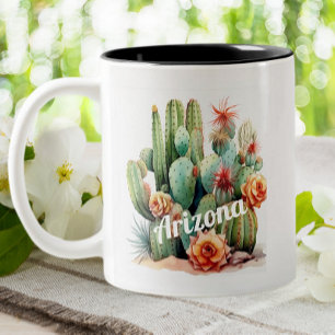 Arizona Cactus Watercolor Garden House Plants Två-Tonad Mugg