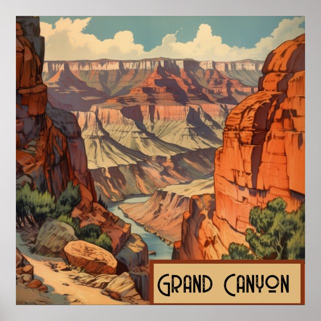 Arizona Canyon Retro Väggdekor Poster (Framsidan)