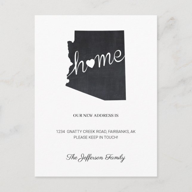 Arizona Chalkboard Flytta Announcement Postcard Meddelande Vykort (Framsida)