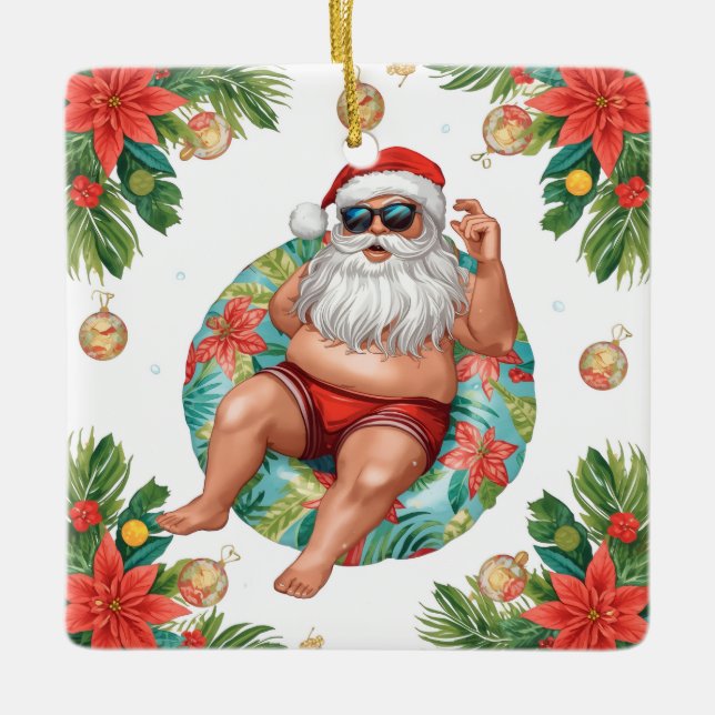 Arizona Christmas themed Pool Party Julgransprydnad Keramik (Framsida)