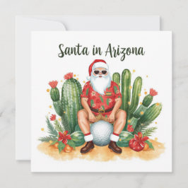 Arizona Christmas with Santa Claus on golf ball  Julkort