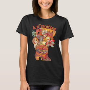 Arizona Cowboy Boot Röd Blommig Resa T Shirt