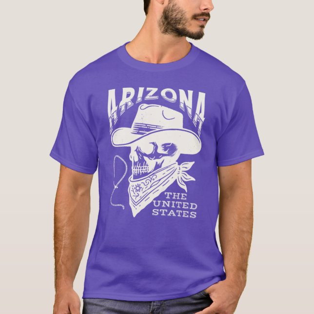 Arizona Cowboy Skull Beige T Shirt (Framsida)