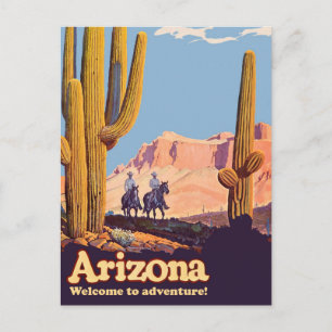 Arizona, cowboys i öknen, kaktus vykort