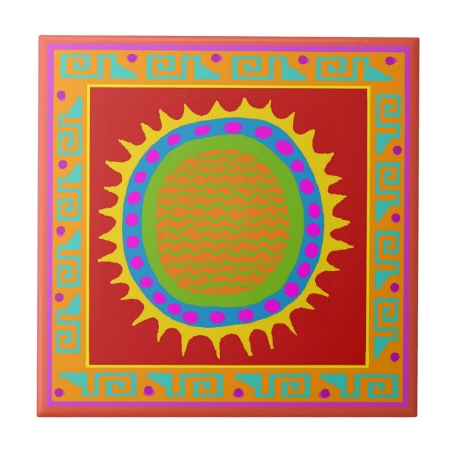 Arizona Del Sol - Kakel - Röd Gul Blå Rosa (Framsidan)