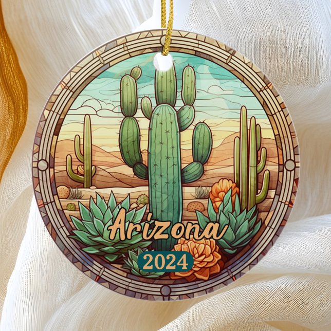 Arizona Desert Cactus Faux-lagrade glas Julgransprydnad Keramik (Skapare uppladdad)