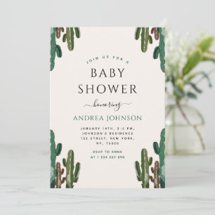 Arizona Desert Cactus Plant Cacti Baby Shower Inbjudningar