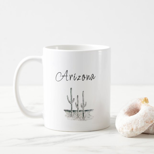 Arizona Desert Cactus Southwest Black White Kaffemugg (Med munk)