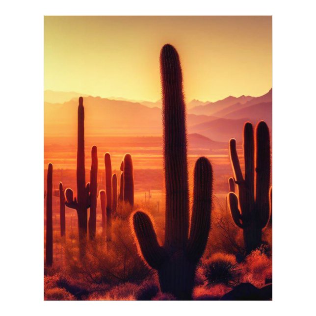 Arizona Desert cactus sunset Fototryck (Framsidan)