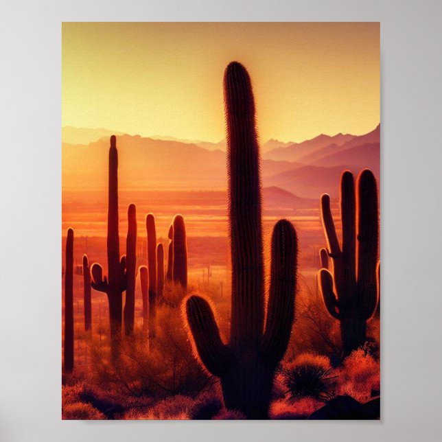 Arizona Desert cactus sunset Poster (Framsidan)