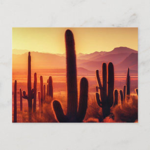 Arizona Desert cactus sunset Vykort