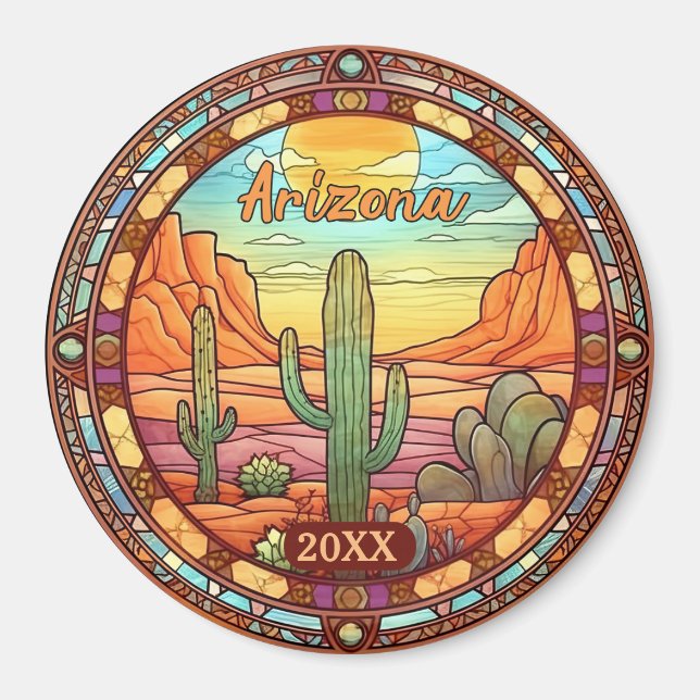 Arizona Desert Cactus Watercolor Magnet (Framsidan)