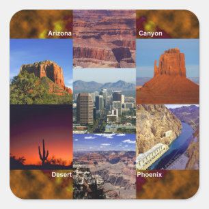 Arizona Desert Collage Fyrkantigt Klistermärke