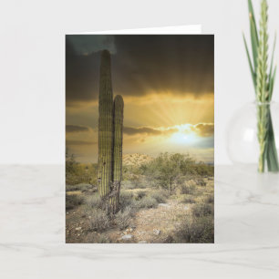 Arizona Desert liggande med Sol Rays Helgkort