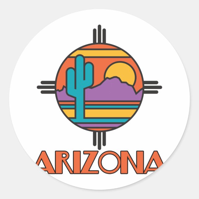 Arizona Desert Mandala Runt Klistermärke (Framsida)