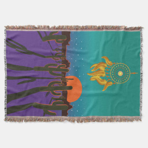 Arizona Desert på natten med Guld Dream Catcher Filt
