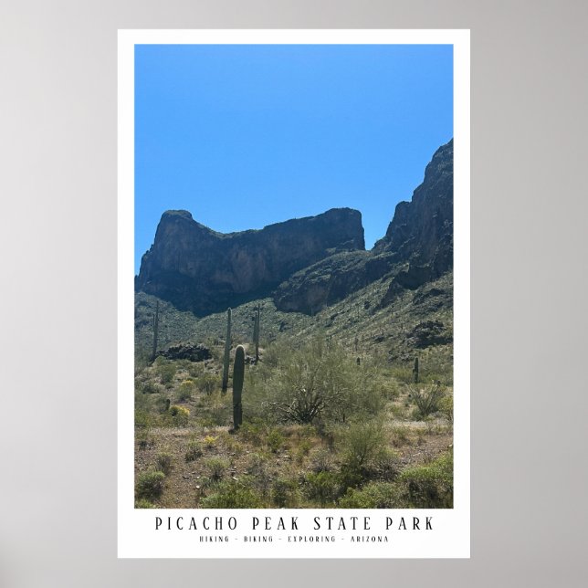 Arizona Desert Picacho Peak Modern Hiking Biking Poster (Framsidan)