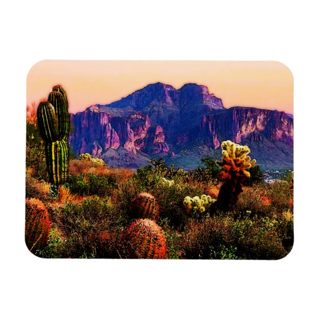 Arizona Desert Scenery Superstition Mountain Magnet (Horisontell)