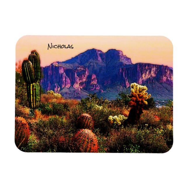 Arizona Desert Scenery Superstition Mountain Magnet (Horisontell)