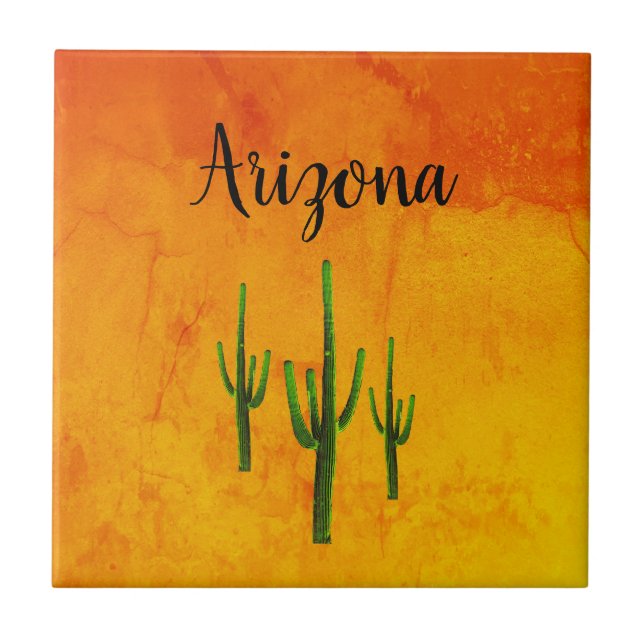 Arizona Desert Southwest Cactus Typography Kakelplatta (Framsidan)