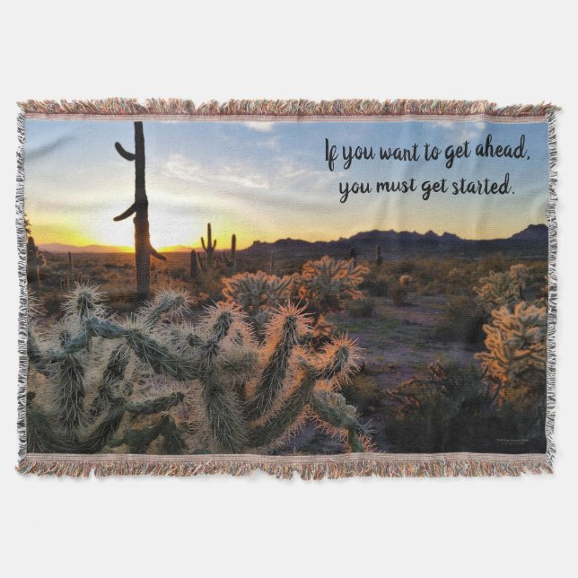 Arizona Desert Sunset Cactus - inspirationsljudet Filt (Framsidan)