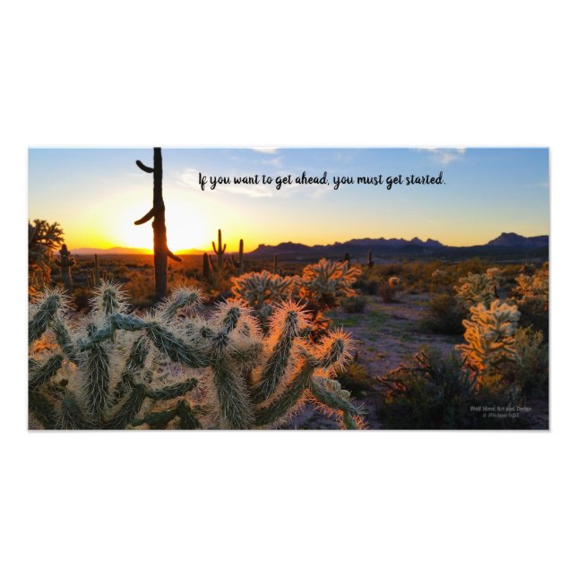 Arizona Desert Sunset Cactus - inspirationsljudet Fototryck (Framsidan)