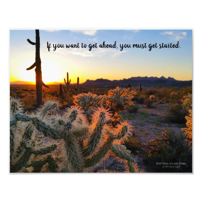 Arizona Desert Sunset Cactus - inspirationsljudet Fototryck (Framsidan)