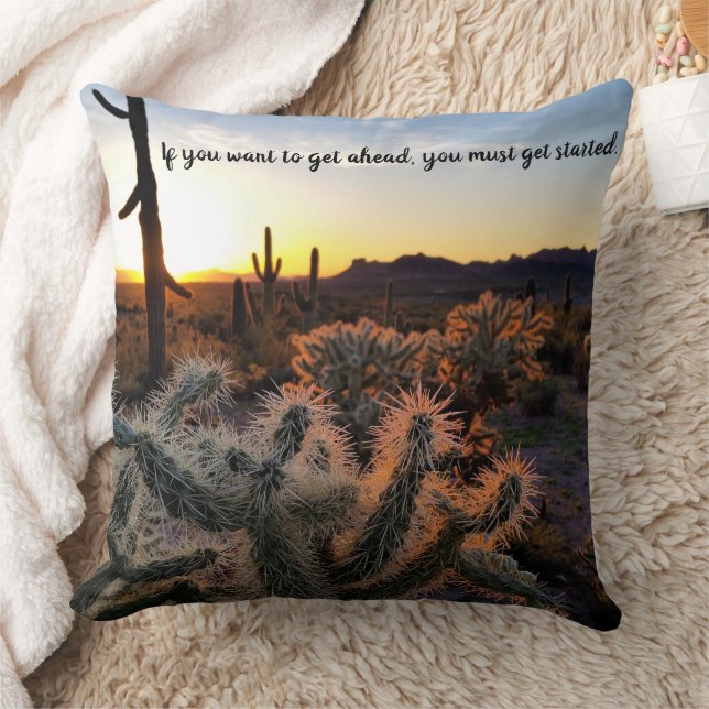 Arizona Desert Sunset Cactus - inspirationsljudet Kudde (Filt)