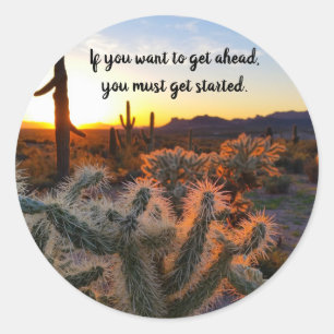 Arizona Desert Sunset Cactus - inspirationsljudet Runt Klistermärke