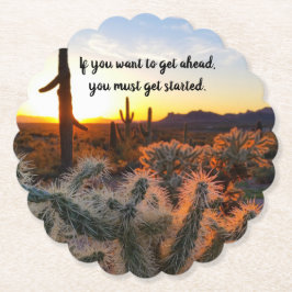 Arizona Desert Sunset Cactus - inspirationsljudet Underlägg Papper